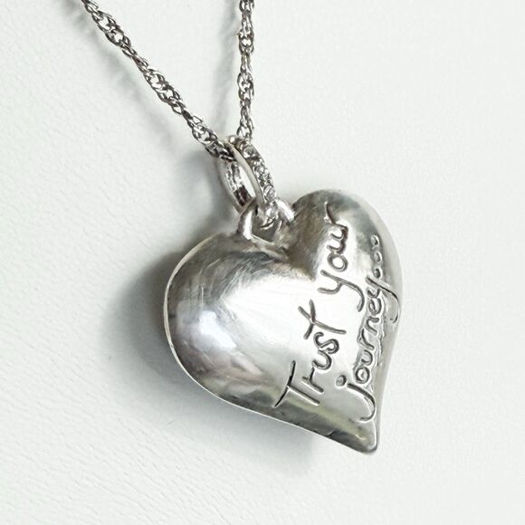 Brighton Blue Crystal Heart Pendant Necklace Trust Your Journey Silver Plated - Picture 5 of 10